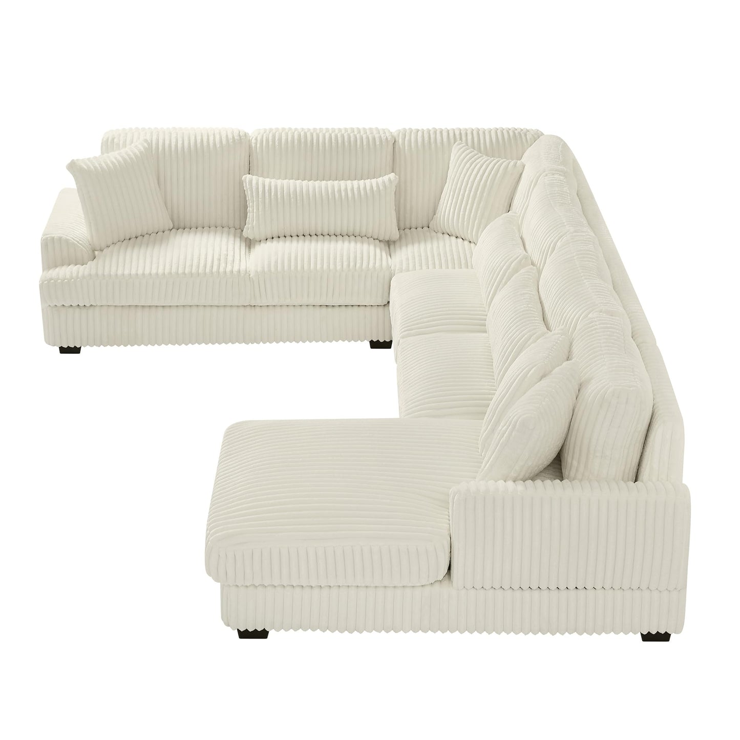 ERYE 129-Inch U-Shaped Sectional Sofa Couch W/Right Facing Chaise Lounge,Oversized Corduroy Upholstered Corner Modular Sofa Couch with 7 Toss Pillows for Living Room Sets
