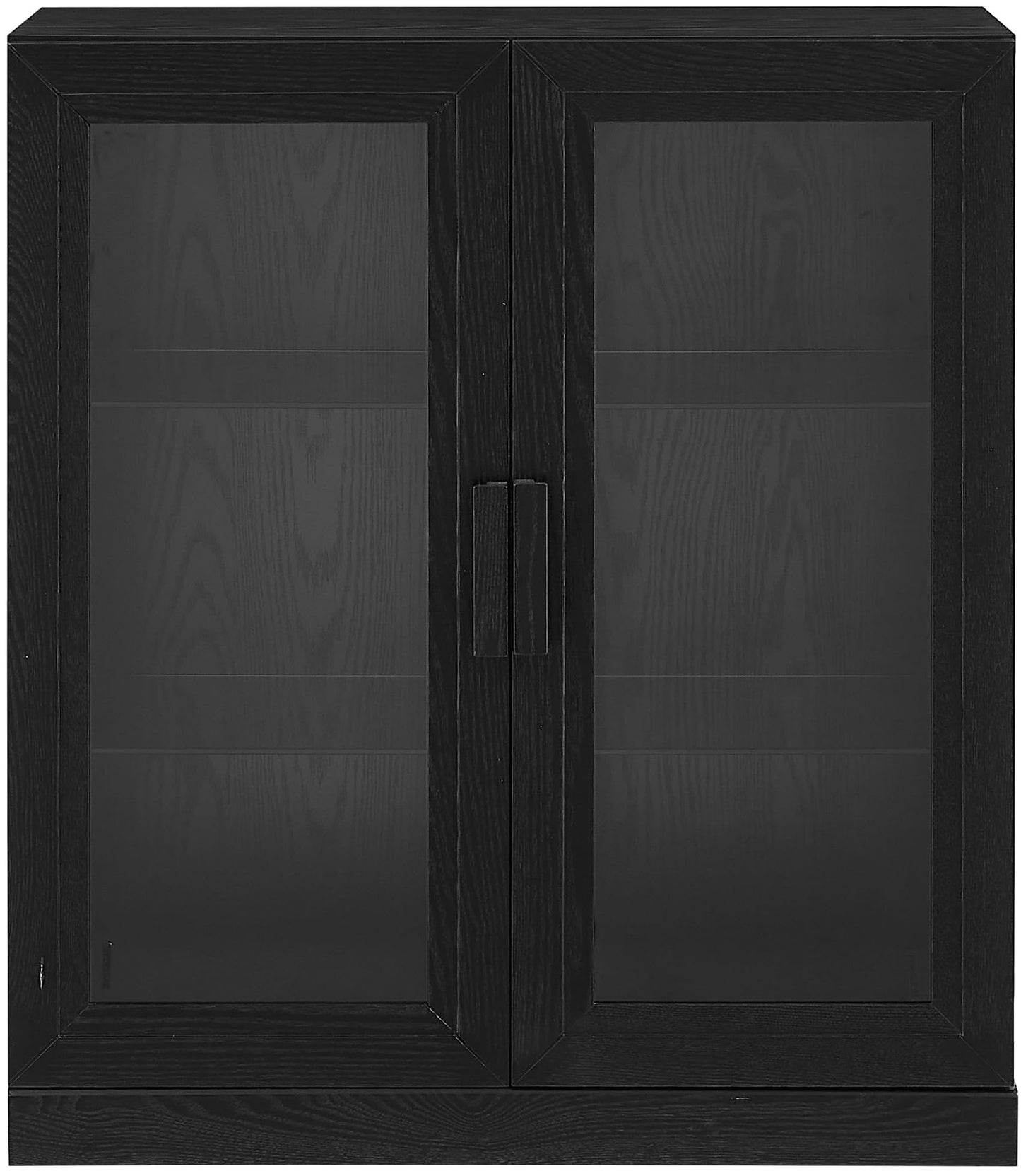 Crosley Furniture Essen Stackable Glass Door Kitchen Pantry Storage Cabinet, Accent Cabinets for Entryway, Black