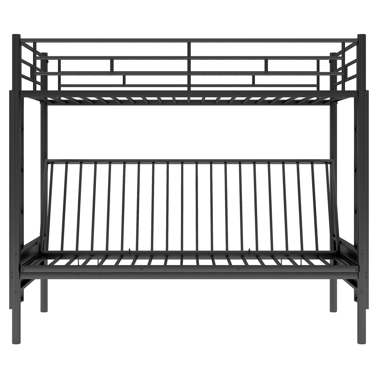 Bellemave Twin Over Futon bunk Bed, loft Bed with futon, Twin Over Full Futon bunk beds, No Box Spring Needed, Black