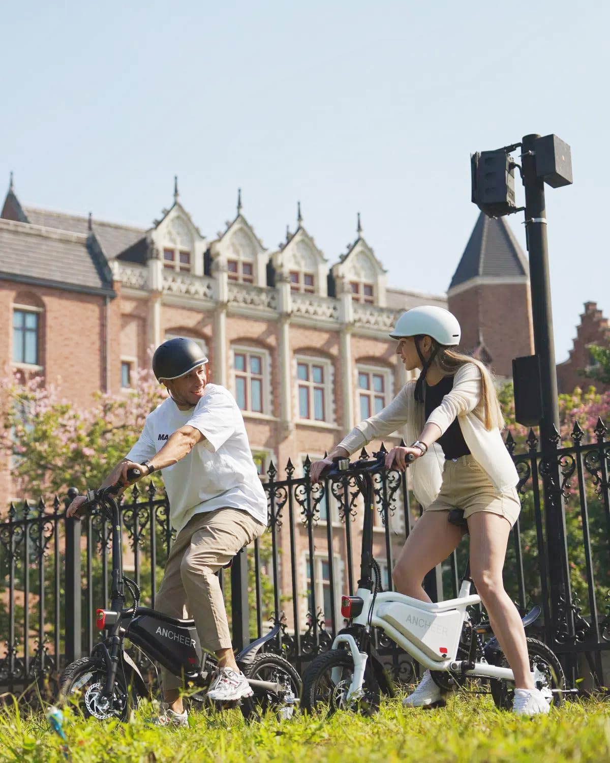 ANCHEER 14" Folding Electric Bike for Teens, 500W Max Motor, 19.8MPH City Ebike, Triple Shock Absorber, 48V 374Wh Battery, Brake Taillight,Cruise Control, Electric Bicycle for Adults, UL2849 Compliant