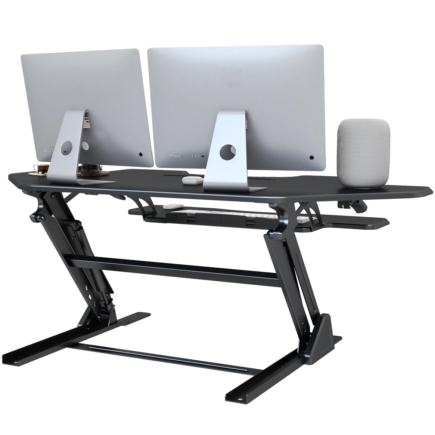 Lubvlook 47 inch Corner Standing Desk Converter, Height Adjustable Sit Stand Desk Riser, Black, GSD06T