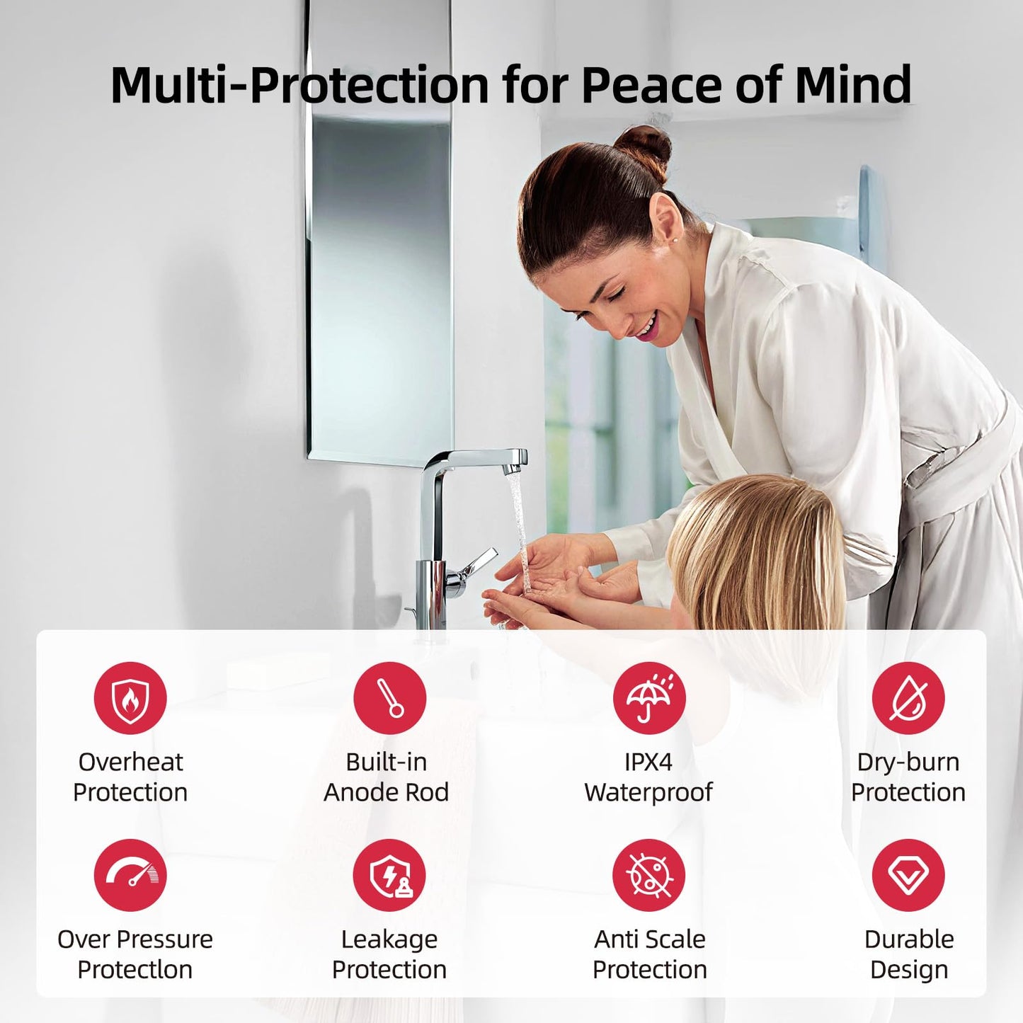 MIZUDO Electric Tank Water Heater - 8.0 Gallon Point of Use Instant Hot Water Heater for RV, Camper, Kitchen, Food Truck, 120V 1440W, Under Sink, Wall or Floor Mounted, Easy to Install