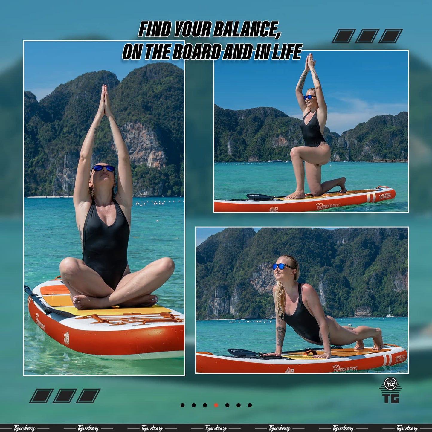 TIGERXBANG Inflatable Stand Up Paddle Boards with Premium SUP Board Accessories, Allround Paddle Boards for Adults/Youth,Defender Collection Orange