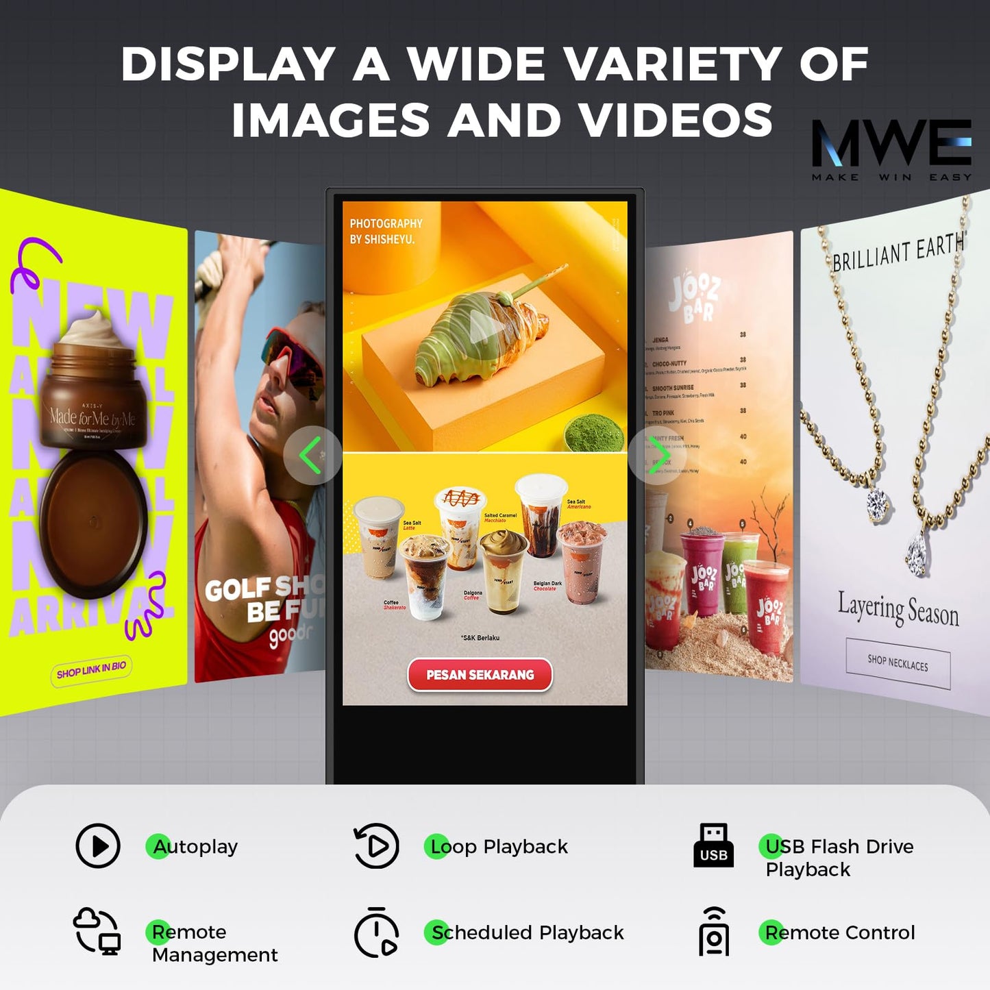 JIYANG 37 Inch Digital Signage Display, Indoor Floor Standing Advertising Display Kiosk Android System,Commercial LCD Totem(Black)
