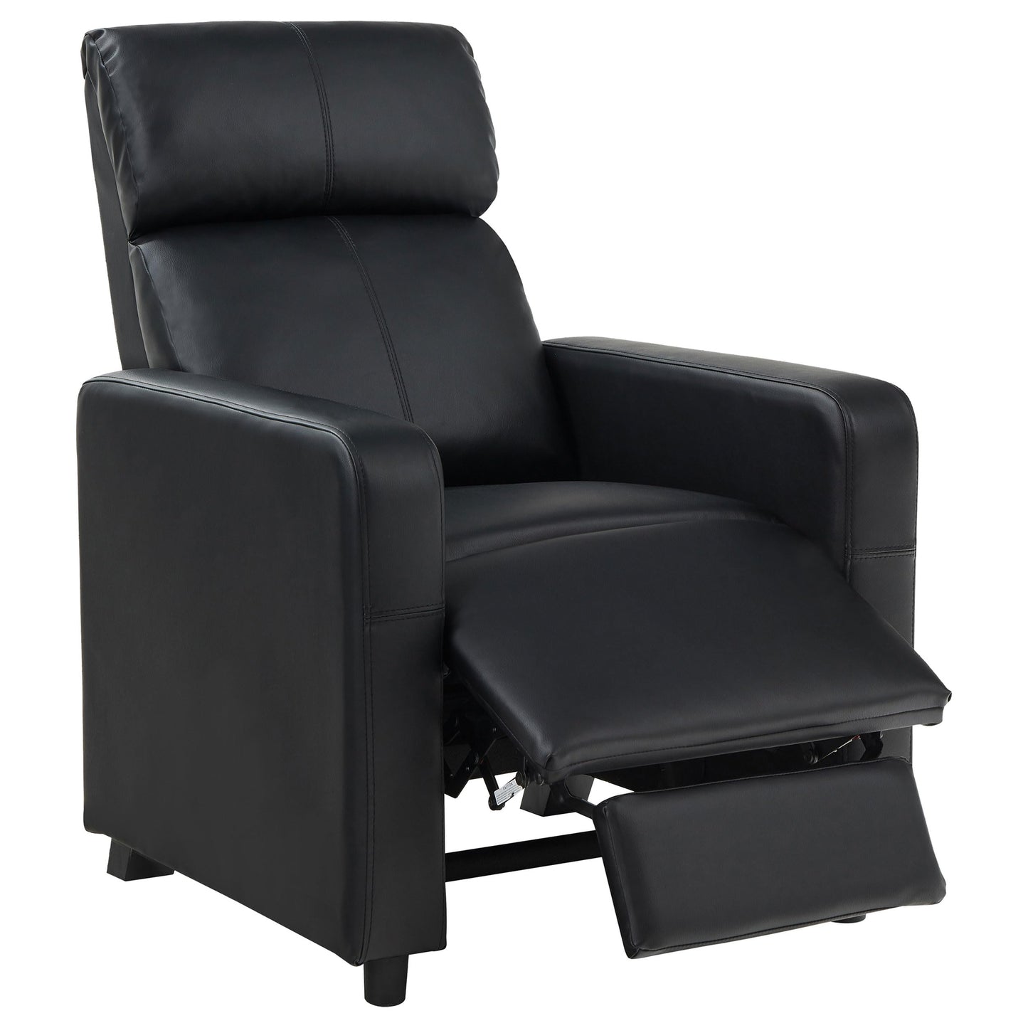 Coaster Home Furnishings - Toohey - Leatherette Upholstered Push Back Recliner Chair with Plush Headrests, Padded Armrests, and Pocket Coil Cushions - Living Room - 30-Inch - Black - 600181