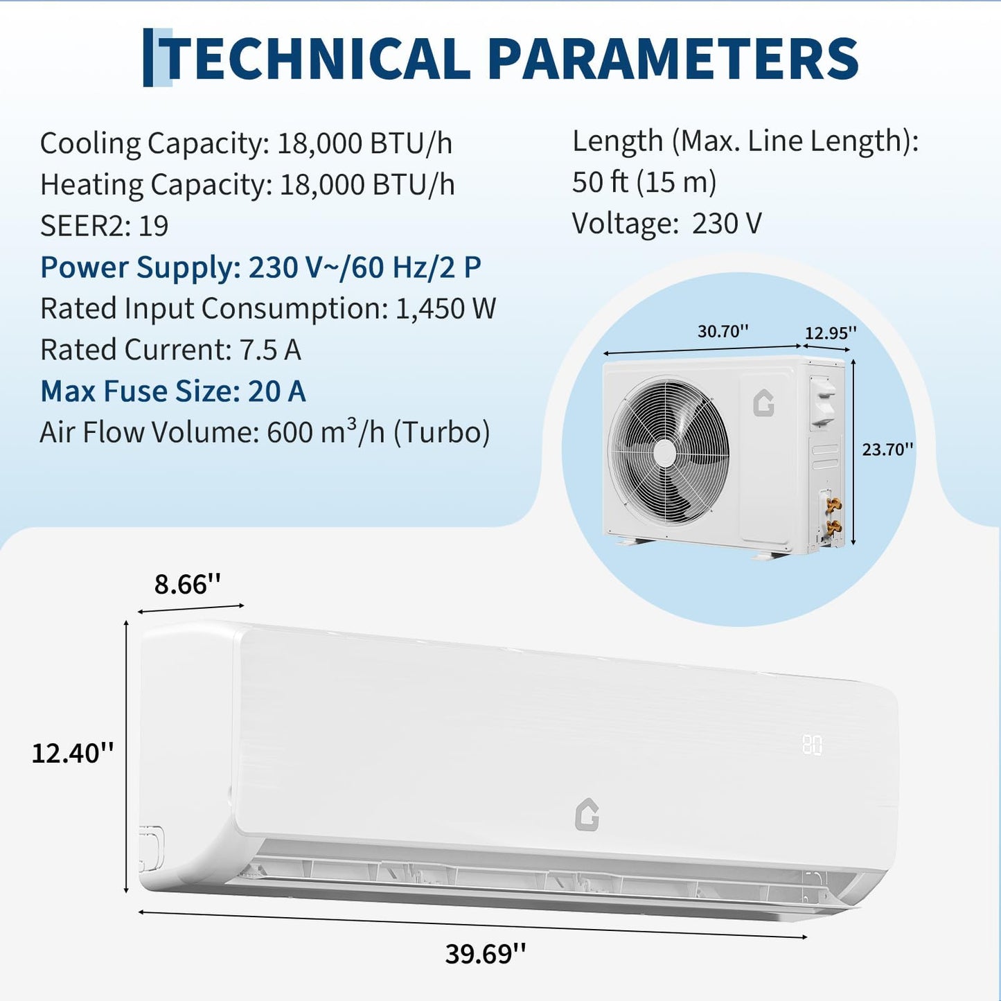 Takywep 12000 BTU Mini Split Air Conditioner,19 SEER2 Ductless Inverter AC w/ 115V, Cool Up to 750 Sq. ft with Heat Pump System,White
