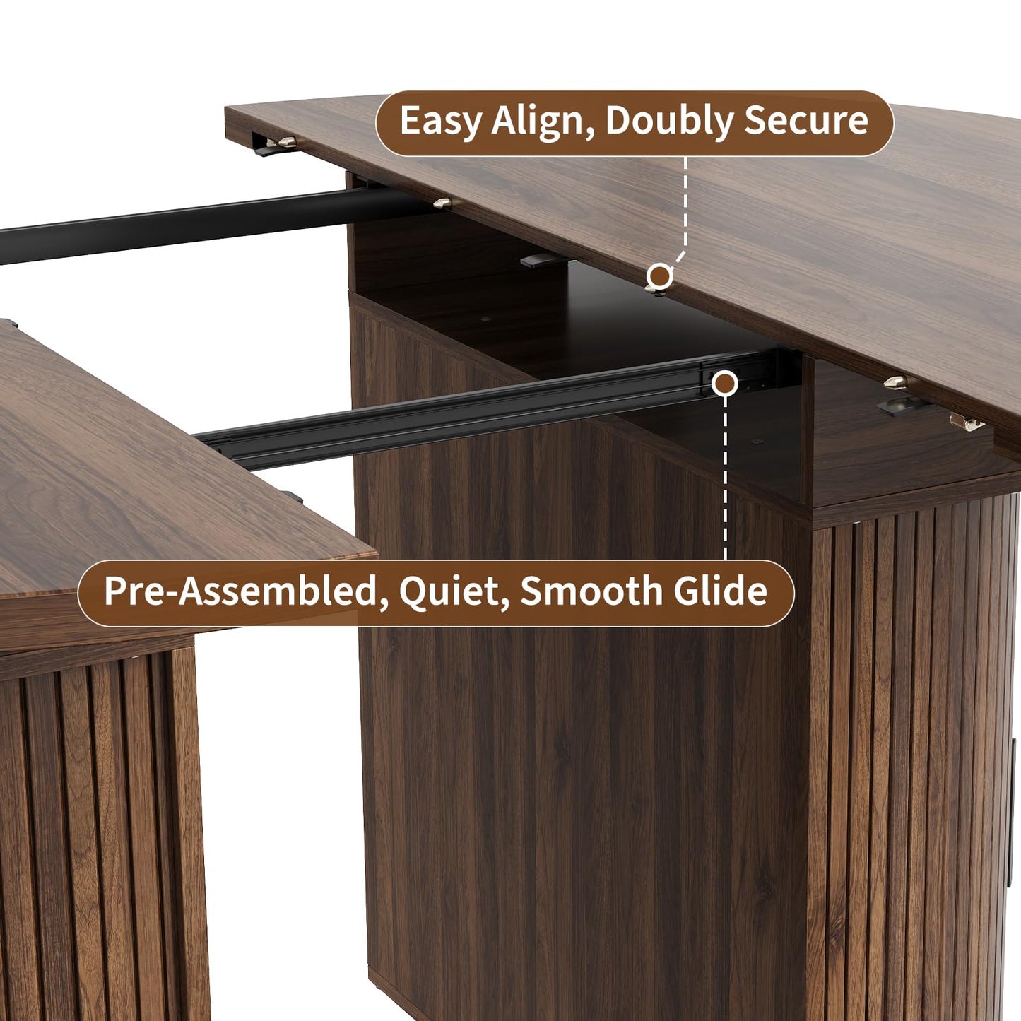 Garvee Extendable Round Dining Table with 2-Tier Storage Shelf & Drawer, 47.5 to 63 Inch Expandable Kitchen Table for 4-8 PM, Modern Farmhouse Fluted Pedestal Oval Circle Dinner Table, Walnut