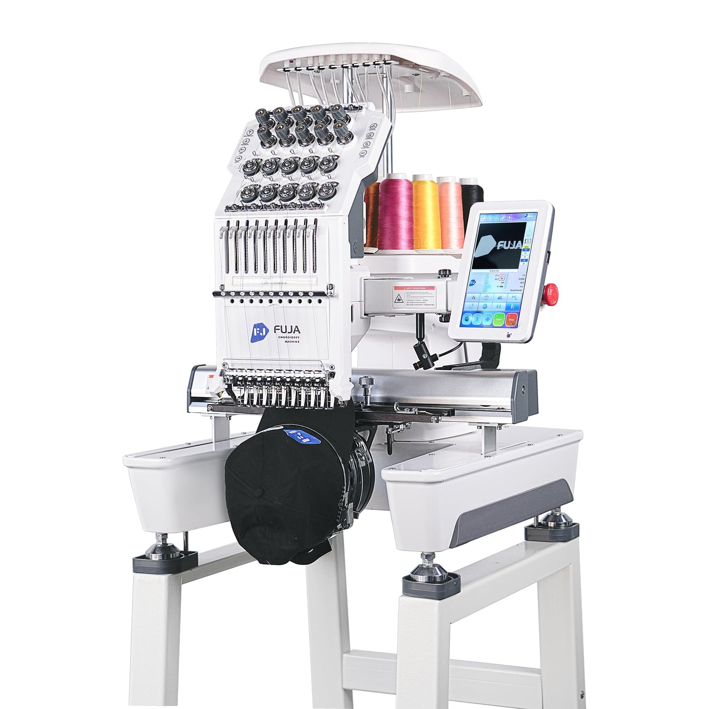 FUJA Commercial Embroidery Machine with 10 Needles, 1200SPM Max Speed, 7" Touch Screen, 9.5" × 14.2" Embroidery Area for Small Business & Beginners, Built for Hat, Flat, Patches, T-shirt and more