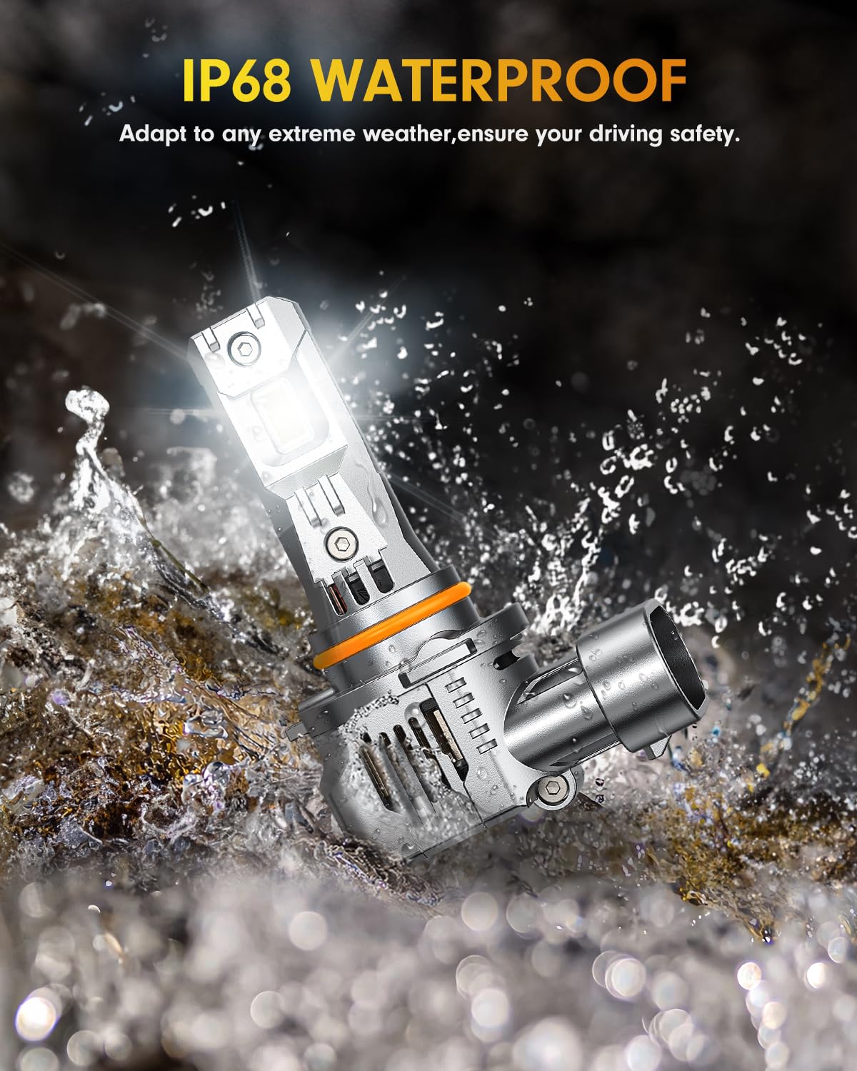 FAHREN 9005 9006 LED Bulbs Combo, 120,000LM, 6500K Cool White, IP68 Waterproof, Pack of 4