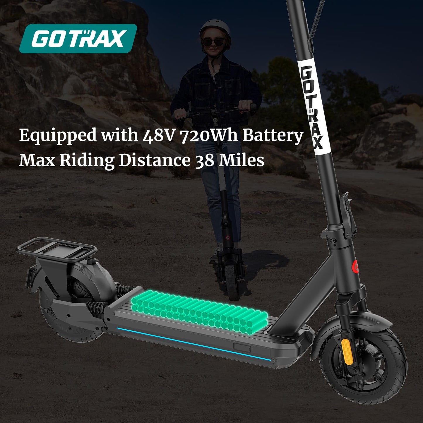Gotrax ECLIPSE ULTRA Electric Scooter for Adults, Max 38 Mile & 20Mph by 500w Motor, 10" Tire, Bright Headlight Taillight, Aluminum Alloy Frame & Cruise Control, Foldable Escooter for Commute