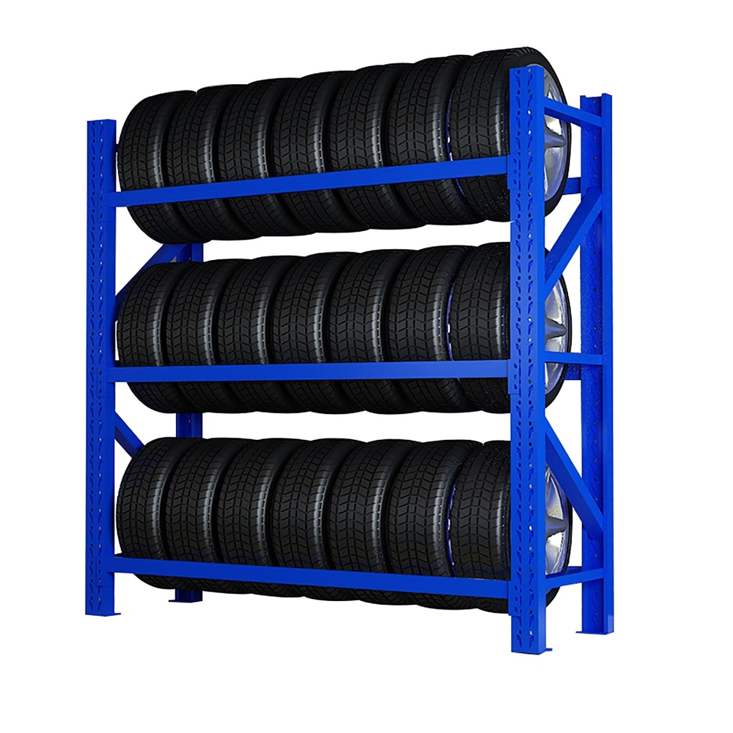 AOCDNEK Heavy Duty Tire Storage Rack, Steel, 1100lb,Load Capacity, Height Adjustable,for Auto Repair Shops Garages(Blue,78.7x23.6x78.7in)