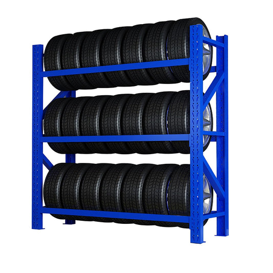 AOCDNEK Heavy Duty Tire Storage Rack, Steel, 1100lb,Load Capacity, Height Adjustable,for Auto Repair Shops Garages(Blue,78.7x23.6x78.7in)