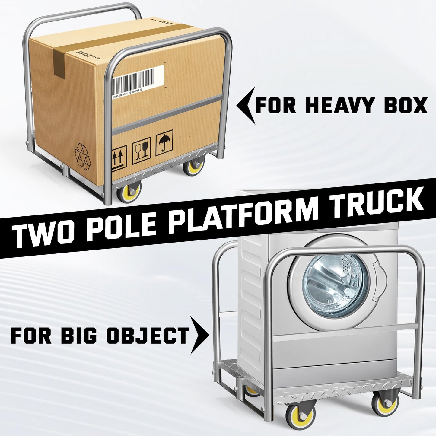 Panel Cart, Heavy Duty Flatbed With 5In Swivel Caster 1500LBS Weight Capacity for Lumber Drywall Mattress Transporting Heavy Loads With Ease and Efficiency - 2PCS Straps for Platform Trucks