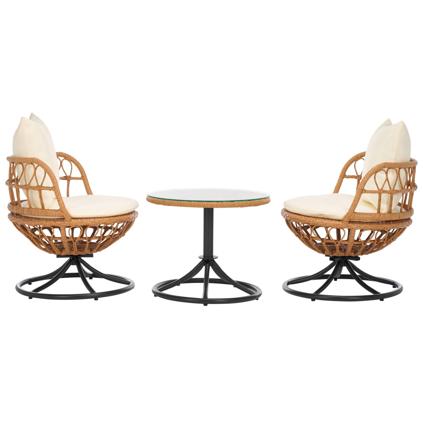 SAFAVIEH Outdoor Collection Colby Natural/Beige 3-Piece Patio Set