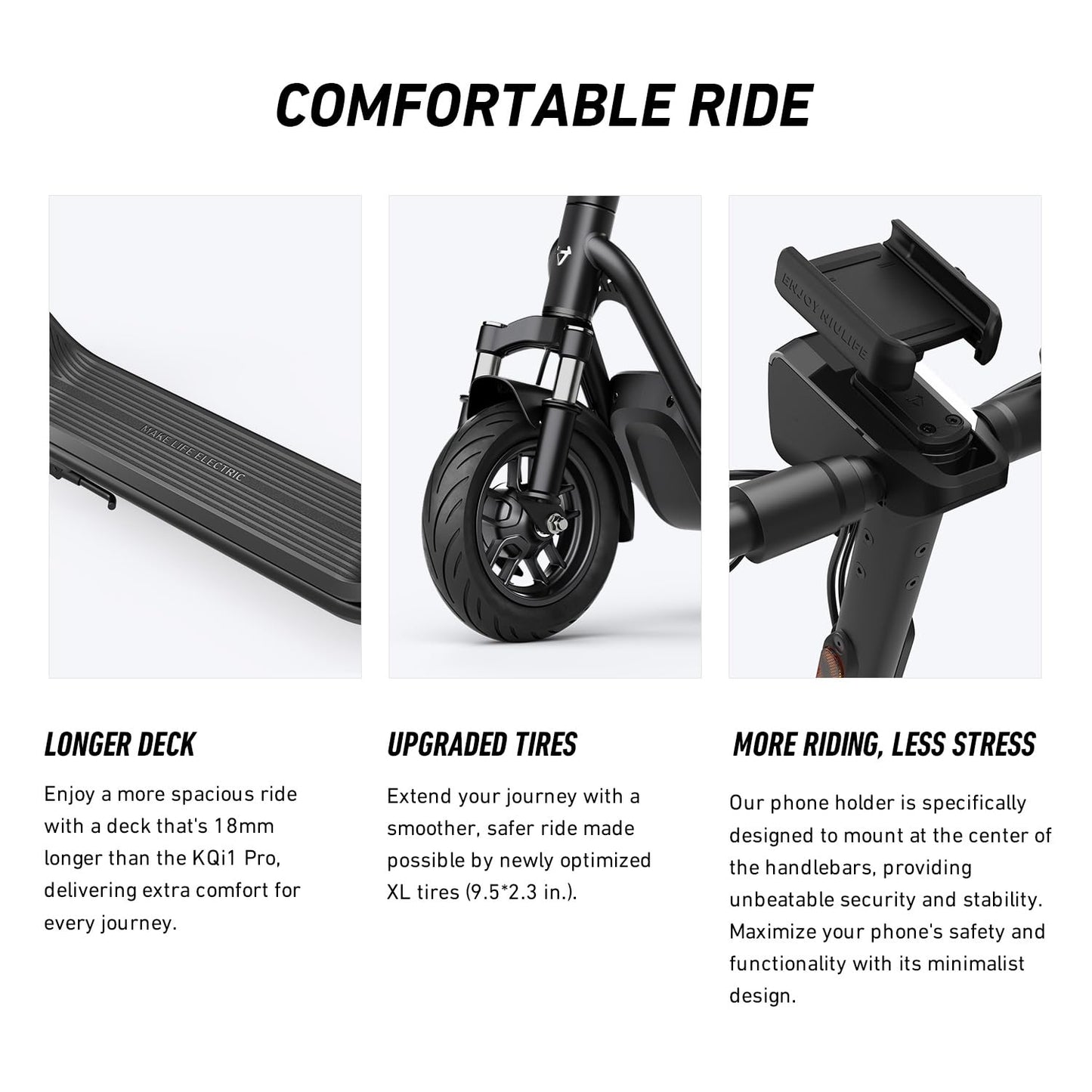 NIU K100F Electric Scooter for Adult - w/Suspension, Foldable Handlebar, Peak 600W, 18 Max Miles, Top 17.4 MPH, 9.5×2.3'' Tires, Folding Portable Lightweight E-Scooter for Daily Commute