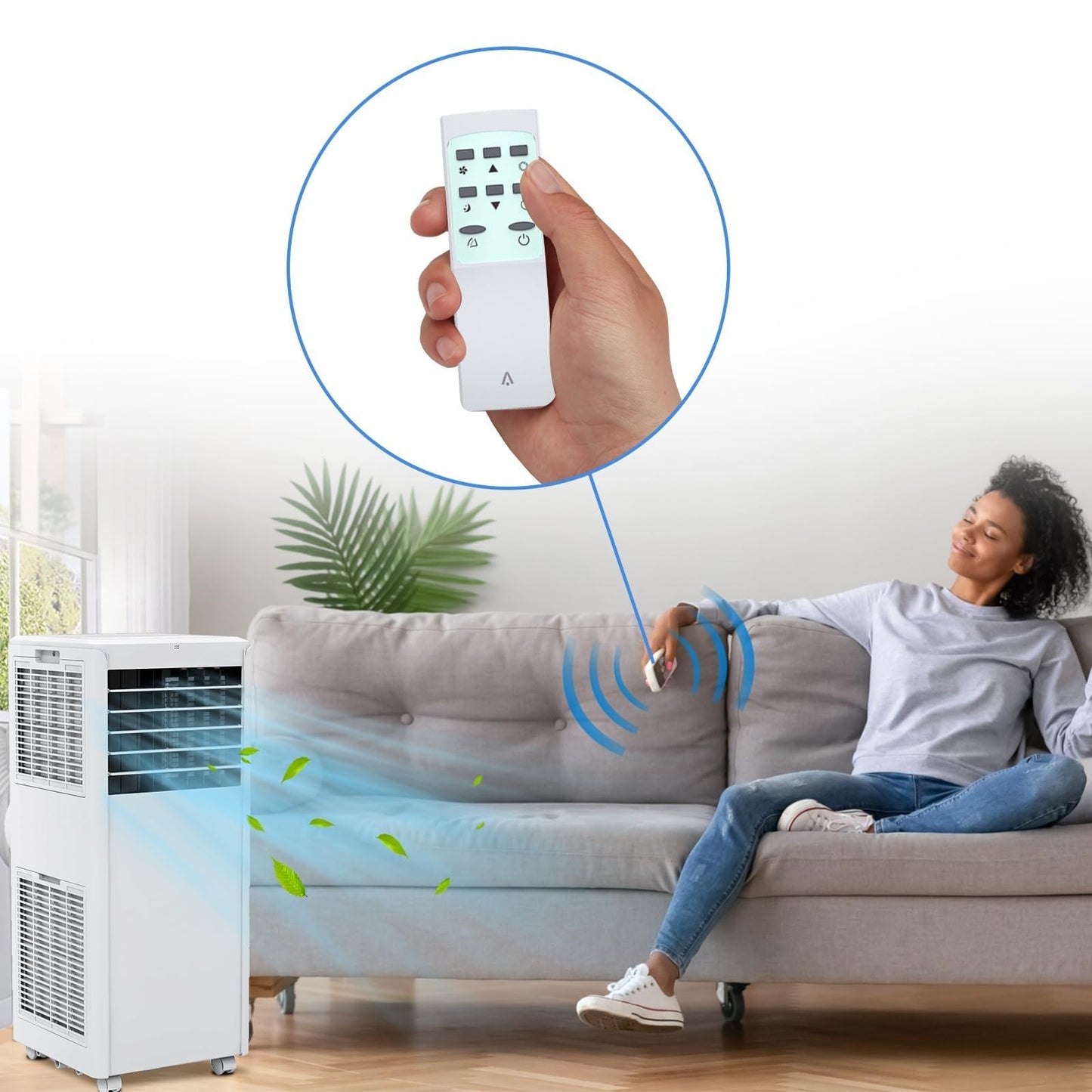GarveeLife Portable Air Conditioner,8,000 BTU for Rooms up to 350 Sq.Ft., Smart Compact AC Unit with Cooling, Dehumidifier, Fan, Remote Control and Window Kit, White