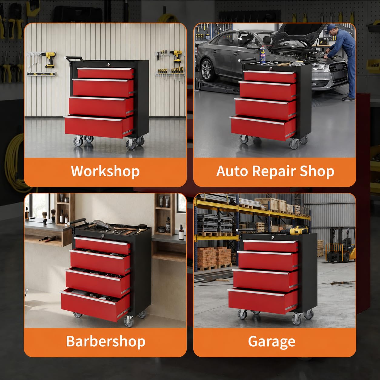 IDEALHOUSE Rolling Tool Chest, 5 Drawers Tool Storage Cabinet, Toolbox with Wheels, Portable Tool Cabinet Organizer with Locking System & Drawer Liners, Tool Storage Cart for Garage, Workshop