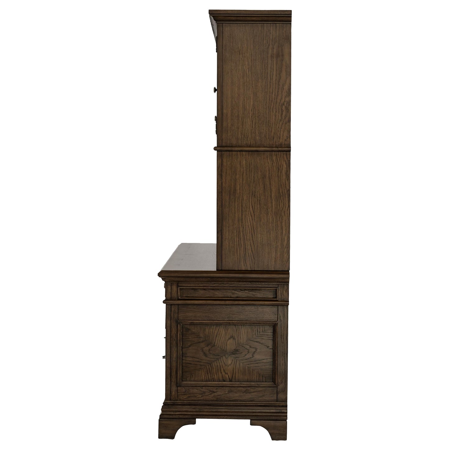 Coaster Home Furnishings - Hartshill - 5-Drawer Wood Credenza Desk with Hutch, Lockable Cabinets, USB Ports and Power Outlet - Home Office - 66-Inch - Burnished Oak - 881283