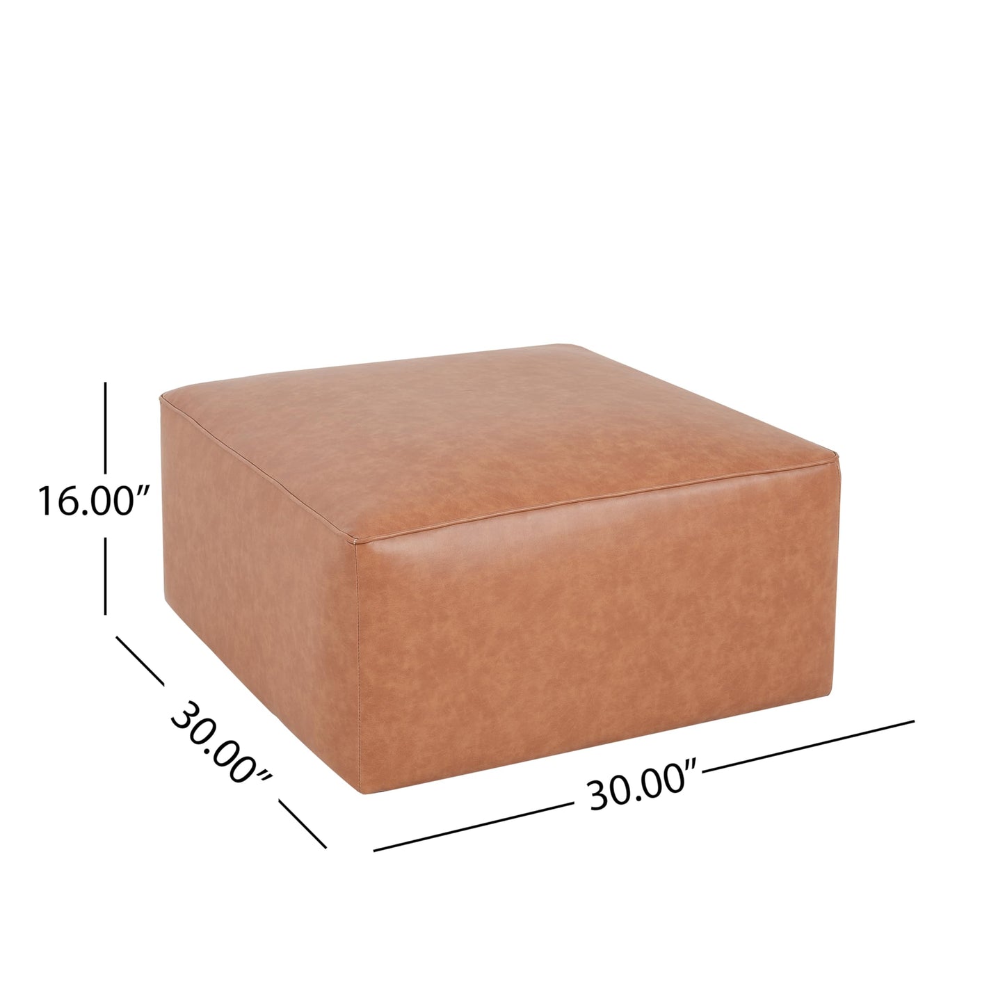 Merax 30" Square PU Leather Ottoman, Modern Sofa Foot Rest Faux Multifunctional Extra Seat, Side Table, Accent Piece Footstool for Living Room Bedroom,Brown+Tan
