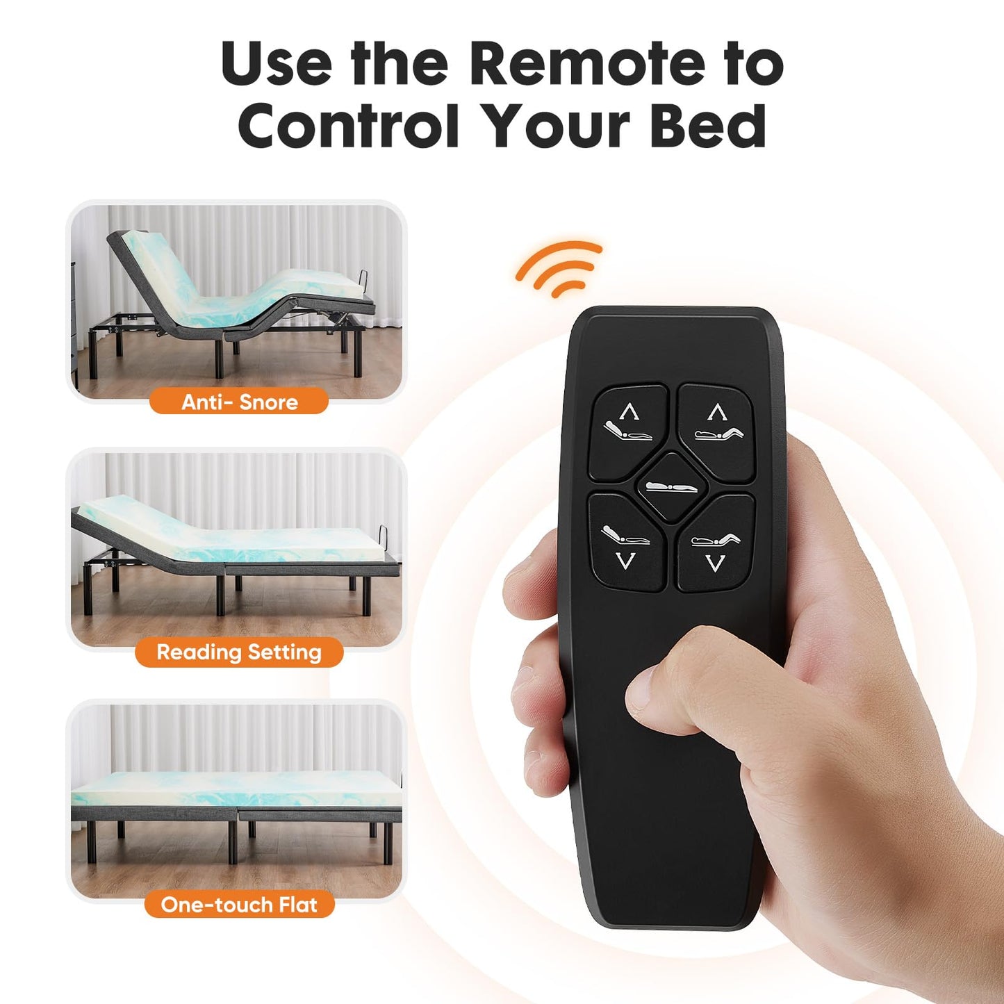 Sweetcrispy Full Adjustable Bed Frame, Ergonomic Electric Base with Wireless Remote and 2 USB Ports, Head and Foot Incline, Zero Gravity, Anti-Snore, Easy Assembly