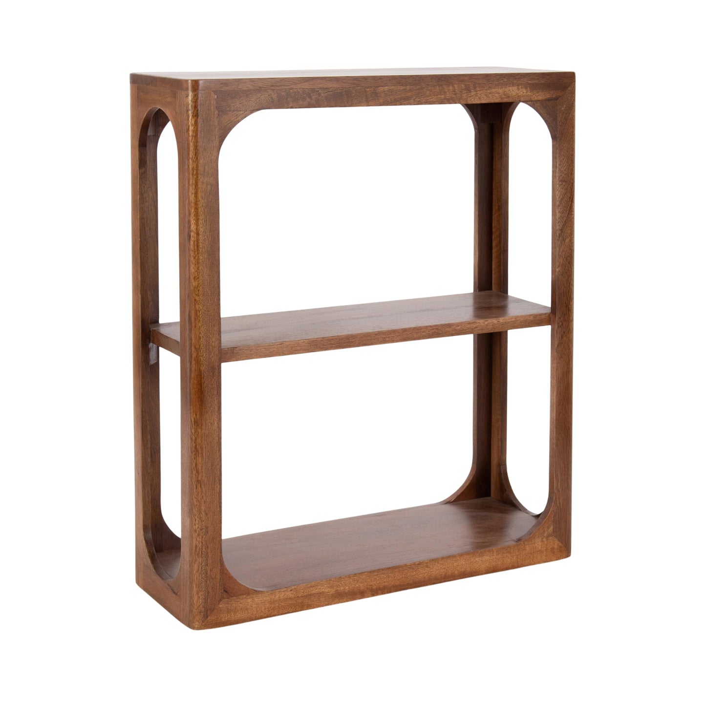 Kate and Laurel Dahl Modern Mango Wood Tiered Wall Shelf, 18 x 7 x 22, Walnut Brown, Decorative Over the Toilet Shelf for Use as Bathroom Storage or Living Room Display Shelving
