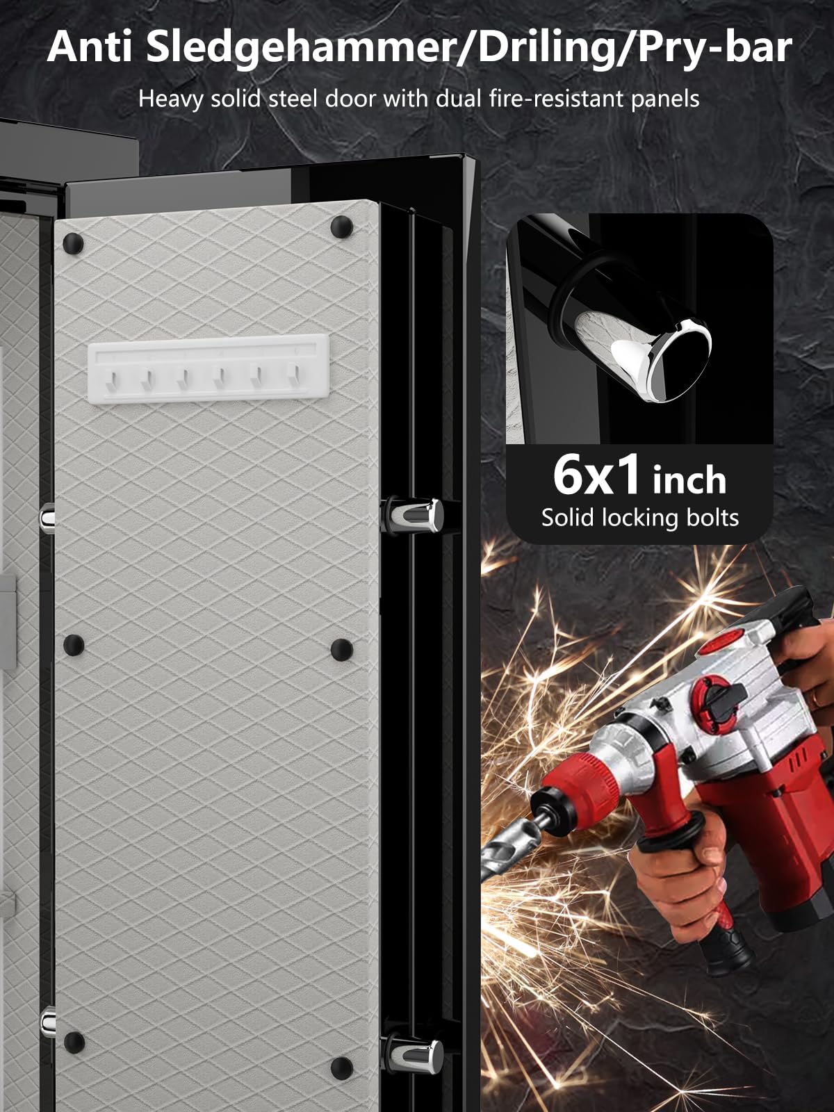 TIGERKING Large Fireproof Home Safe, 8.12 Cu Ft Luxury Gloss Design, 203 lb Heavy-Duty Steel, 40-Min Fire Protection, Digital Keypad for Jewelry, Cash & Valuables