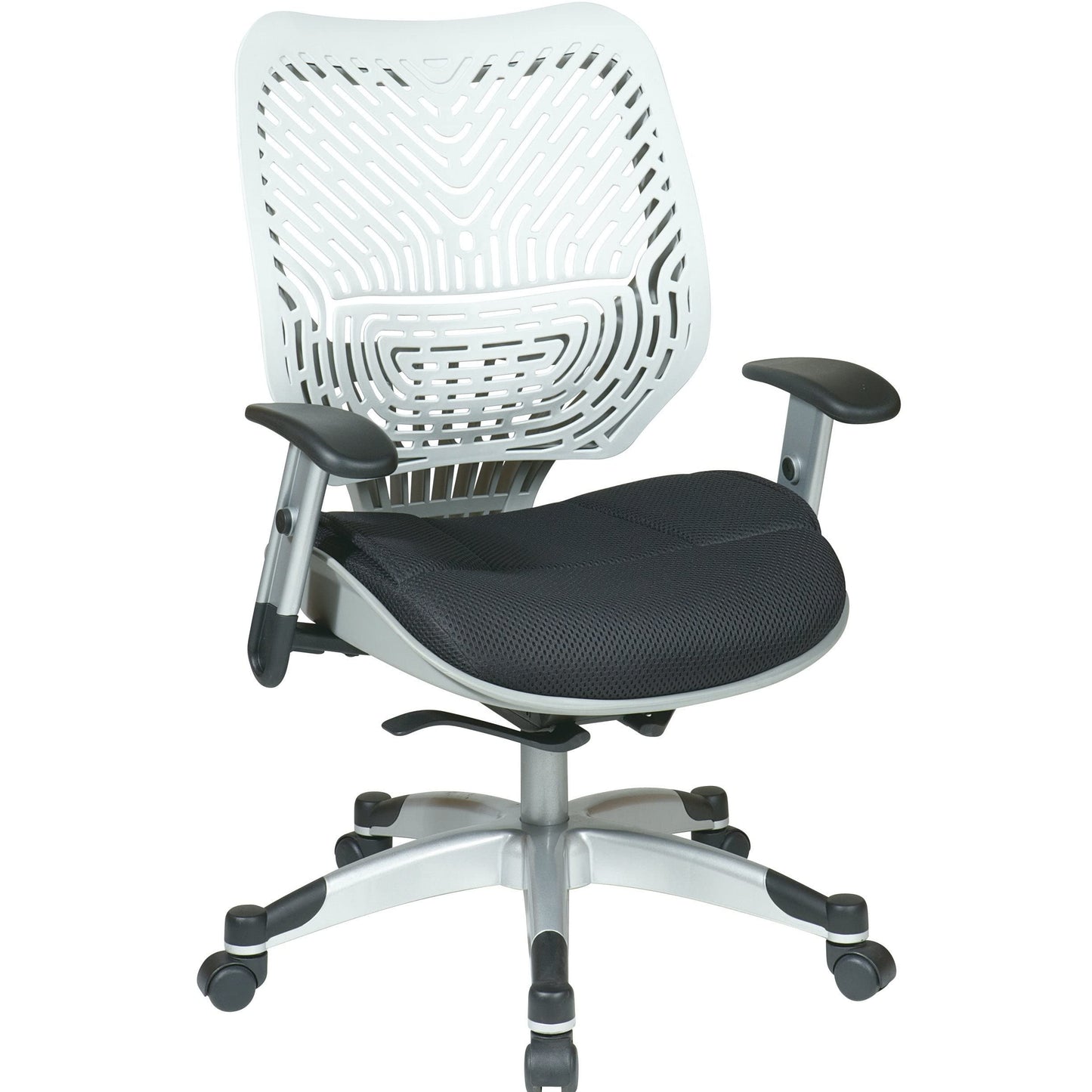 Space Seating 86 REVV Series Self-Adjusting SpaceFlex Back Office Desk Chair with Lumbar Support and Padded Mesh Seat, Fog and Raven