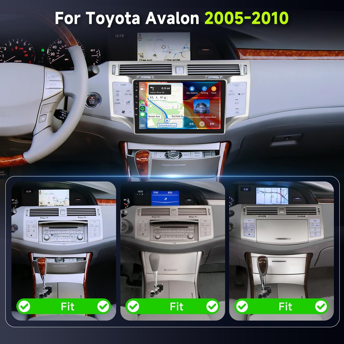 8Core 4GB+64GB,Radio for Toyota Avalon 2005-2010,Android 15 Car Stereo with 5.0Bluetooth,9 Inch 1280X720 IPS Touchscreen,Wireless Carplay/Android Auto GPS DSP 46EQ WiFi FM/RDS SWC IP69K Backup Camera