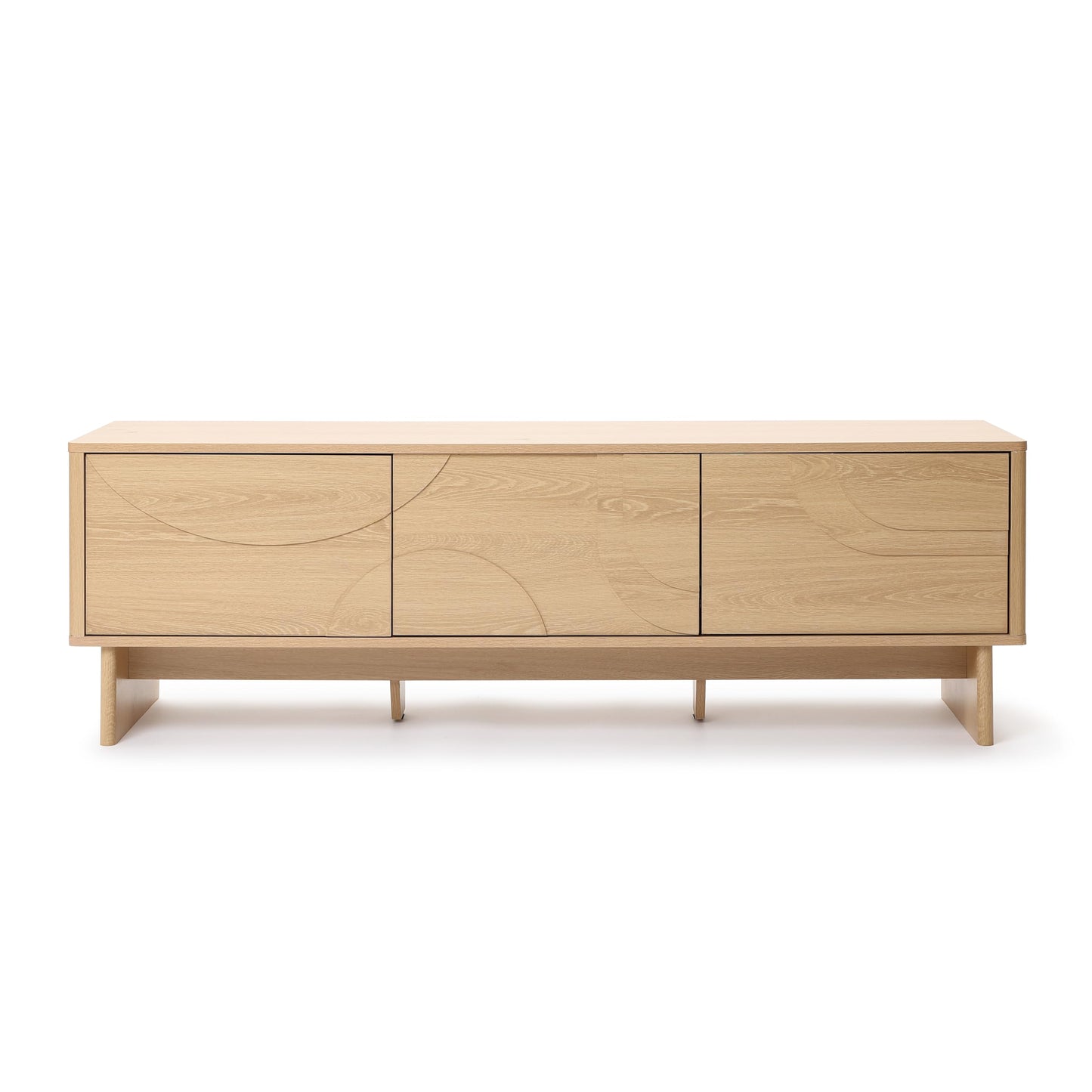 LuxenHome 59" Oak TV Stands for 65 Inch TV, Modern Entertainment Center for Living Room, Low Profile Wooden Media Console Cabinet with Doors for Bedroom, Light Wood TV Console Table