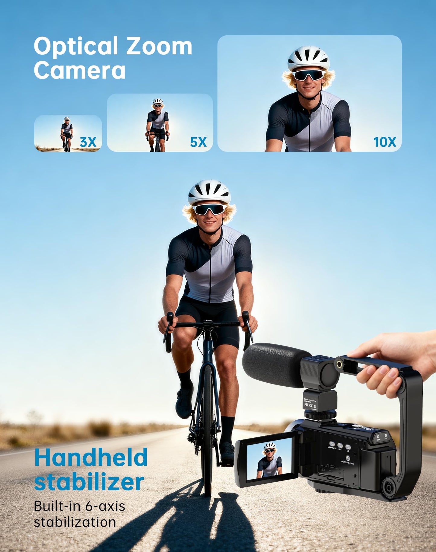 5K Video Camera Camcorder 48MP UHD WiFi Vlogging Camera for YouTube,10X Optical Zoom 3.0'' IPS Touch Screen Anti-Shake Digital Camera with LED Fill Light,64GB Card,Mic,Stabilizer,Remote,2 Batteries