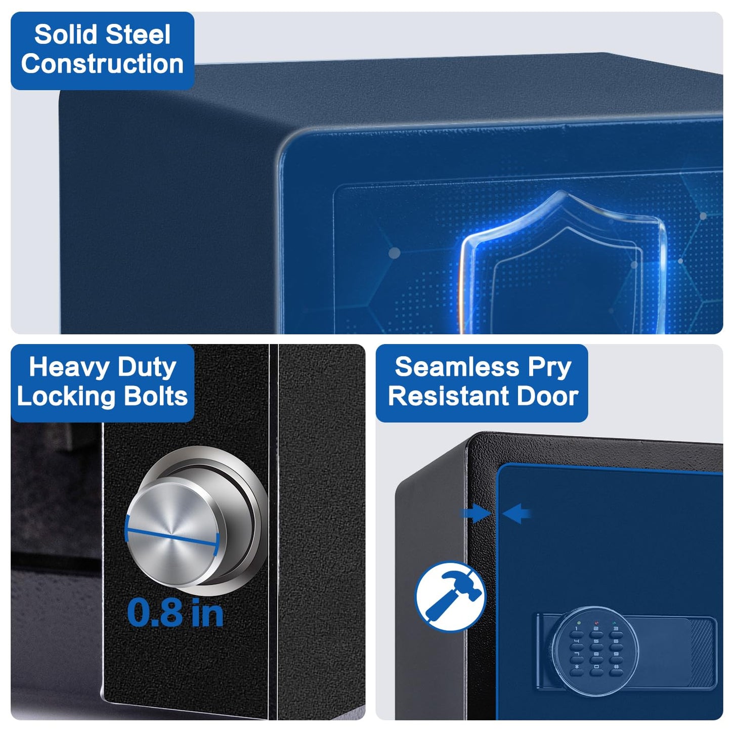 Safe Box, 1.9 Cubic Feet Security Home Safe Box, W/Electronic Digital Keypad, Dual Alarm System, LED Light, Adjustable Shelf, for Money,Documents, Jewelry, Home, Hotel Use, 15"D x 12.2W" x 17.7"H