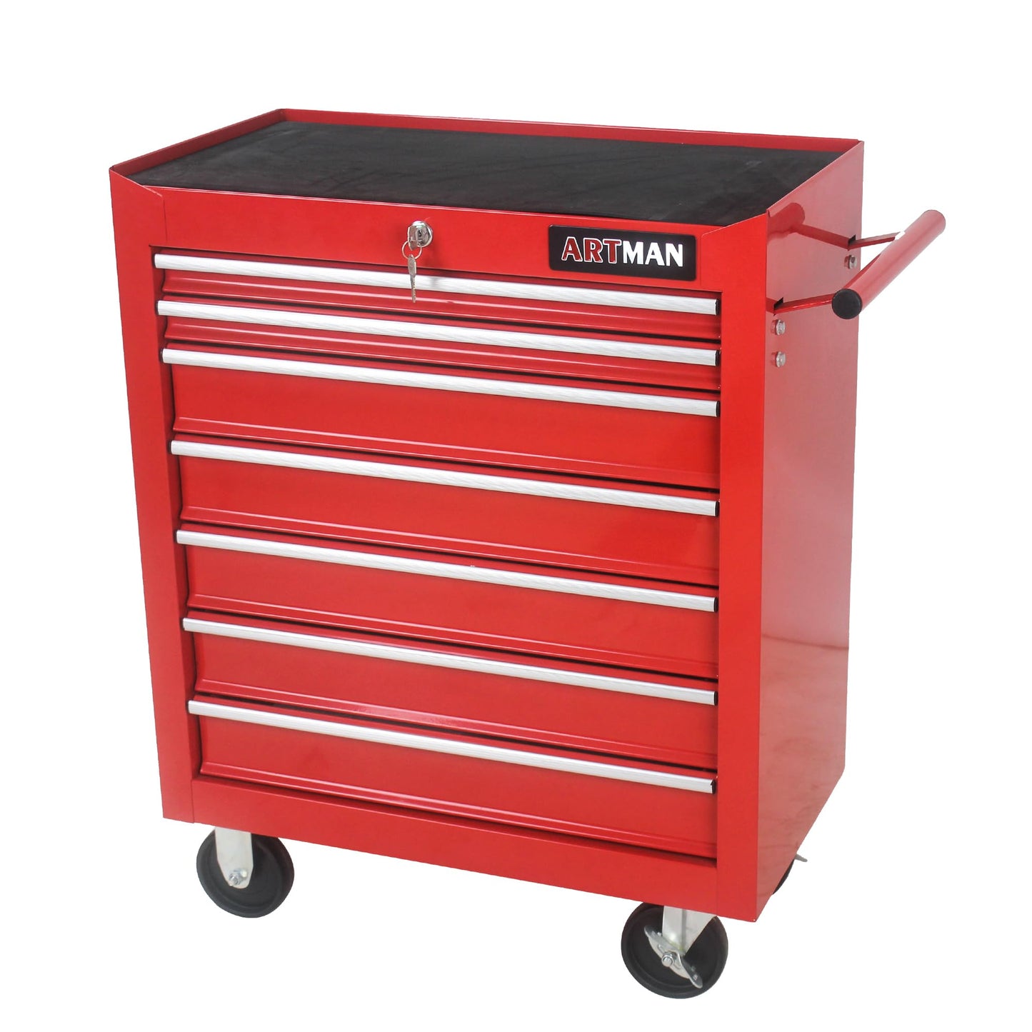 YOPTO Multifunctional Tool Cart with 7 Ball-Bearing Drawers,Portable Rolling Tool Chest W/ 4 Wheels,Key Locking and Pull Handle,for Garage,Warehouse,Workshop,Repair Shop,Red