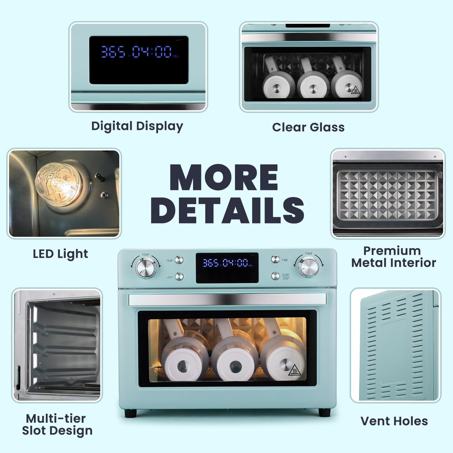 AceSubli Sublimation Oven Machine 25L 110V 1700W Blue with Digital Display, Large Capacity Convection Oven with LED Light for Sublimation Blanks Tumblers Mugs Cups Bottles Bulk Transfer with Glove