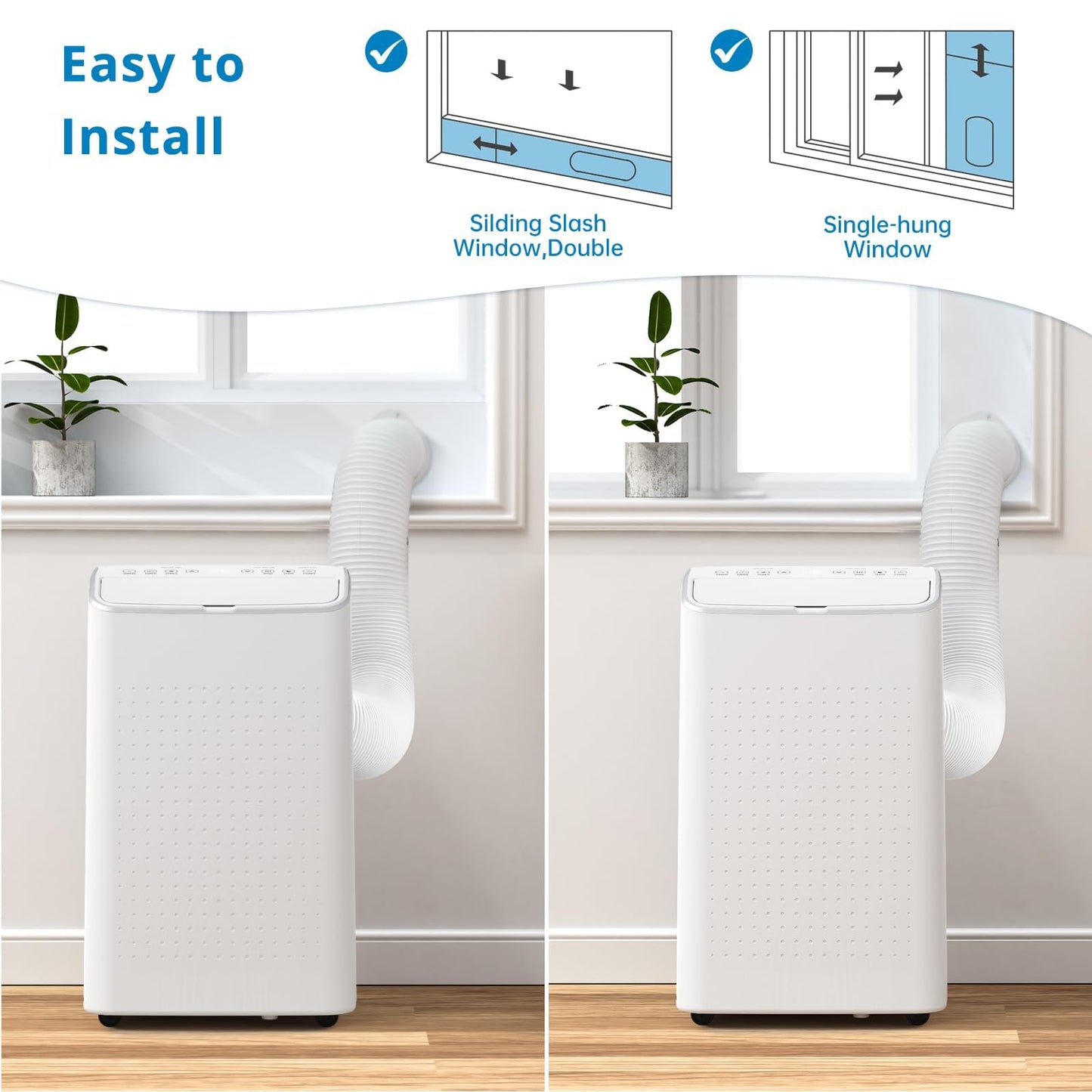 14000 BTU Portable Air Conditioner, 3-in-1 AC Unit with Dehumidifier and Fan, Cools up to 700 Sq Ft, with Window Kit and Remote Control for Home, Bedroom, Living Room, Office, White