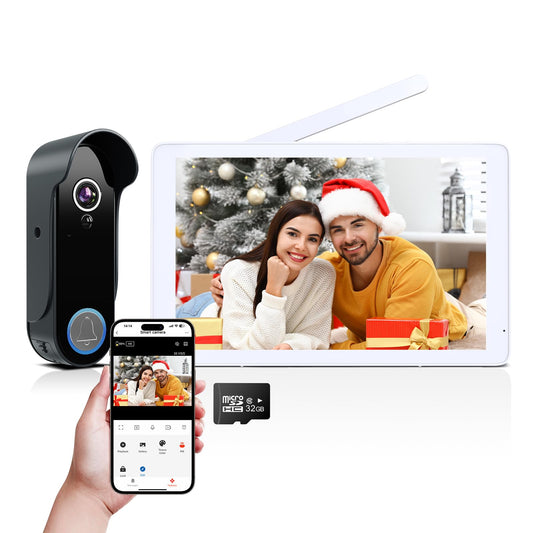 ACEBELL Smart 1080P WiFi Video Doorbell Camera with Monitor, Wireless Video Intercom System with 8''Touchscreen, Motion Detection, Local Storage, APP Control, Long Battery Life