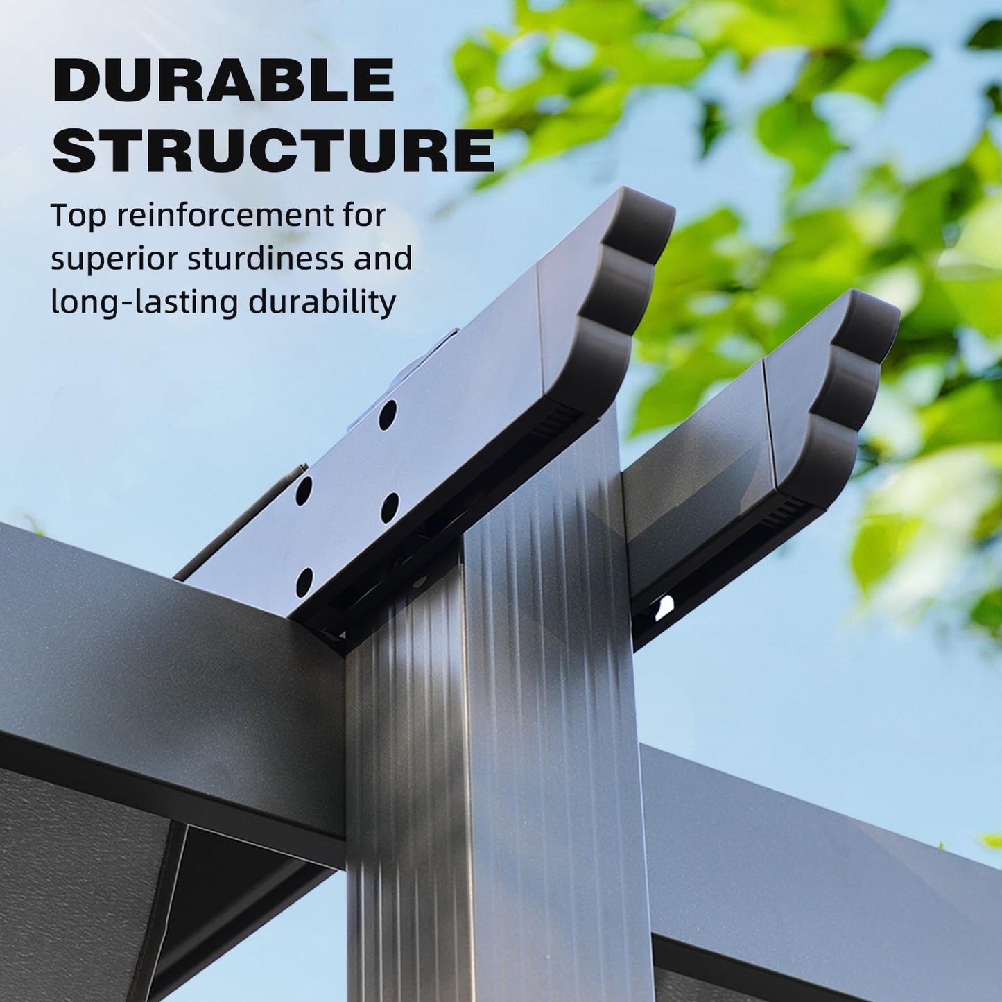 BPS 12x16 FT Outdoor Pergola - Retractable Shade Canopy with Aluminum Frame & Roller Shade Curtains for Patio, Backyard, or Deck, Gray