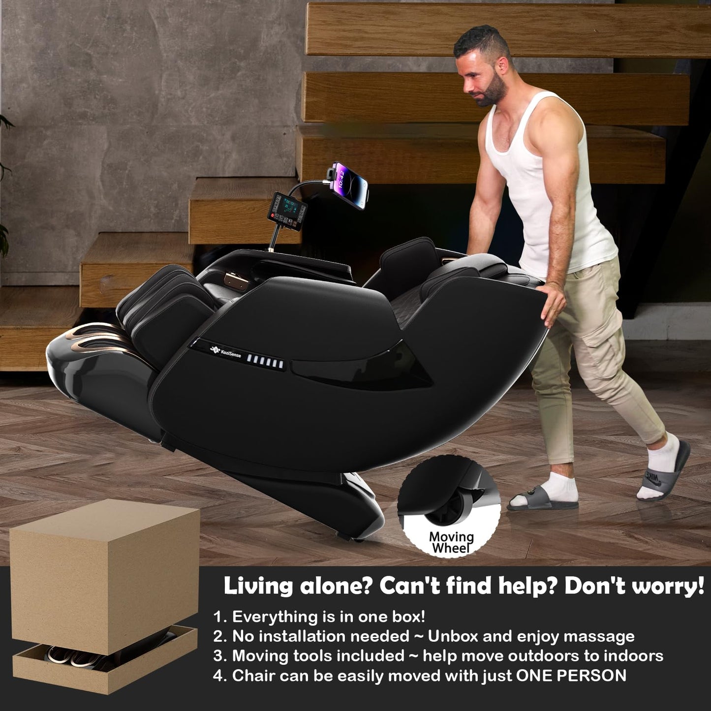 KoziSense A18 3D Massage Chair Full Body, Zero Gravity SL-Track Shiatsu Massage Recliner Chair with Heat, AI Control, Body Scan and Calfrest Extension (Upgraded)