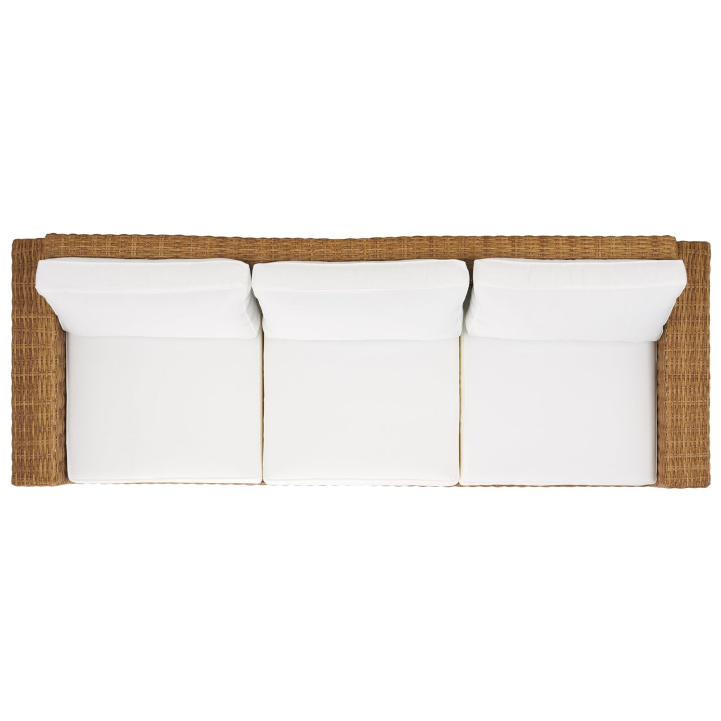 SAFAVIEH Couture Outdoor - Margarita Wicker Sofa - Brown & White - Performance Linen & Aluminum Frame - Ideal for Patio, Deck, Porch, Backyard, 94.5"W x 33.5"D x 27.2"H (CPT2102A)