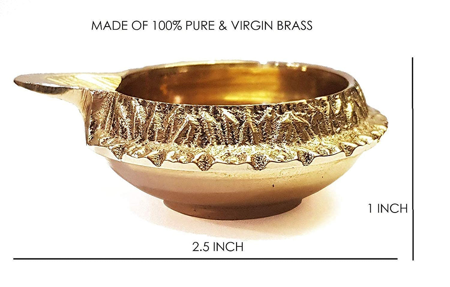 Craftsman Kuber Diya Set of 2, Handmade Golden Engraved Virgin Brass Oil Lamp for Diwali Pooja, Traditional Indian Decoration