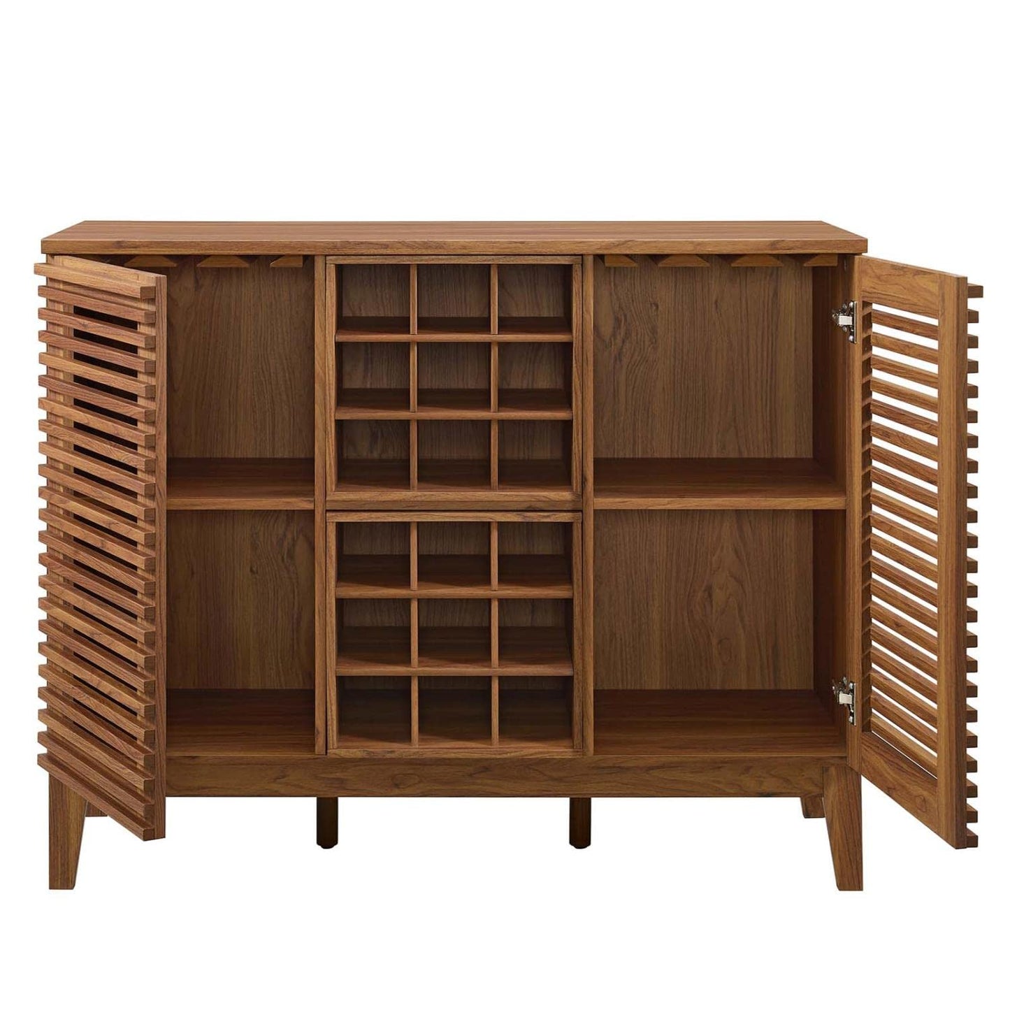 Modway Render Mid-Century Modern Wine Bar Cabinet in Walnut, 17 x 46 x 37