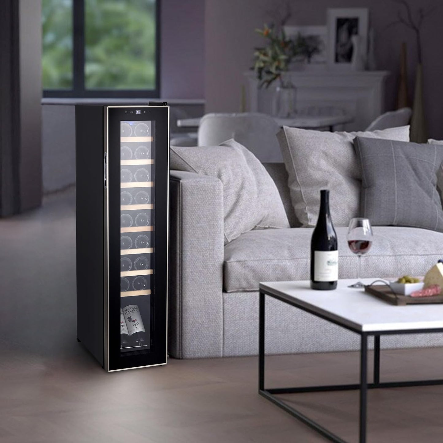 Garvee 18 Bottle Wine Cooler, Freestanding Compressor Wine & Beverage Refrigerator with Premium Wooden Shelves, Digital Temp Control, Quiet Low Noise Operation for Red Wine, White Wine, Champagne