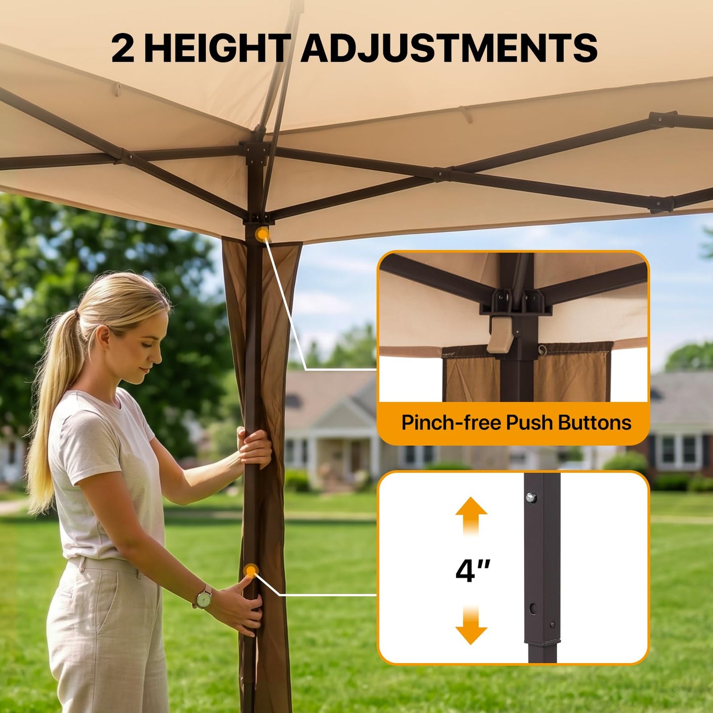 COOS BAY 11x11 Pop Up Gazebo with Mesh Netting, Instant Outdoor Canopy Tent, Water Resistant Shelter with UPF 50+ UV Protection, 121 Sq Ft Coverage, Beige