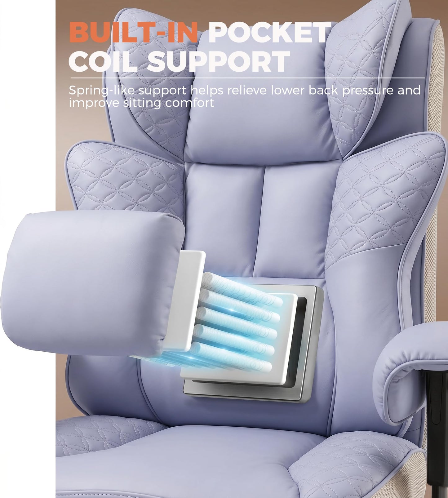 GTPLAYER Big and Tall Office Chair, Wide Ergonomic Gaming Chair with Deluxe Embossing Designed Leather with Foot Rest,150°Reclining Adjustable Soft Armrests Pocket Spring Back Support and Pillow
