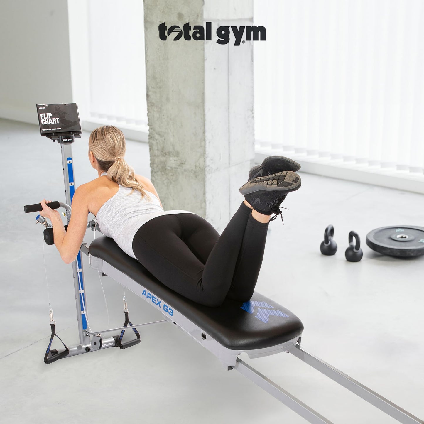 Total Gym Apex G3, Slim-Frame Incline Bodyweight Training Home Exercise Machine w/ 8 Levels of Resistance, Squat Stand, & Basic Accessory Set