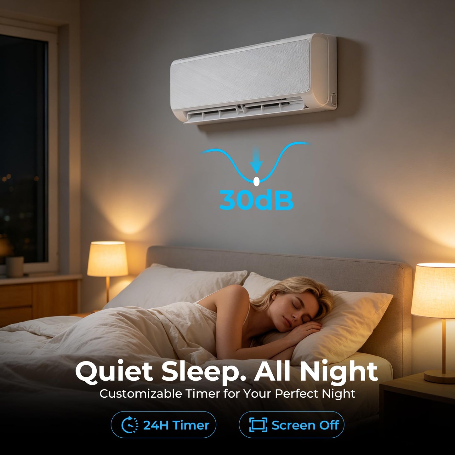 24000 BTU Mini Split AC with Heating System,19 SEER2 Ductless Inverter Air Conditioner Cools Up to 1500sq.ft,208-230V, 24H Timer,Easy Installation Kit