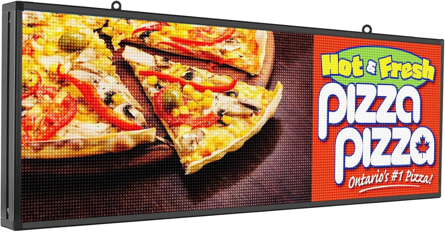 LED Advertising Sign,P5 39x14 Inches Full Color Programmable Digital Board, High Brightness Scrolling Message Display with WiFi & USB Control for Business Promotion