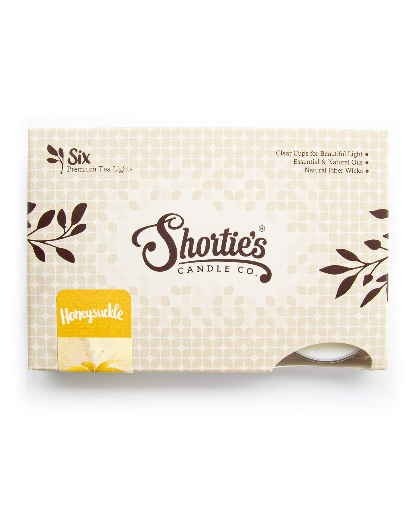 Shorties Candle Company Pure Honeysuckle Tealight Candles - 12 Highly Scented White Tea Lights - Model 45065 - Flower Collection