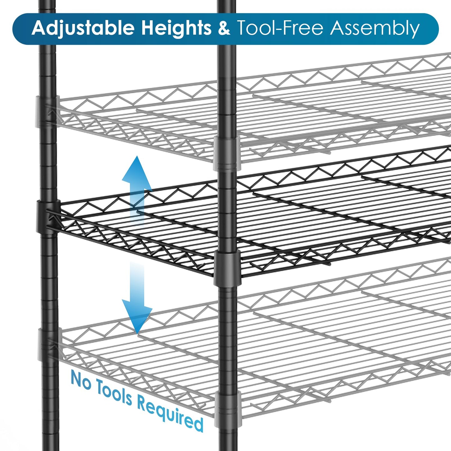EJWOX 4 Tier Indoor Greenhouse Plant Shelf with Grow Lights, 6-Pack 18W Full Spectrum LED Grow Lights, Timer & Casters, Large Double Grid Metal Stand for Vegetables Herbs Succulents - 48x22x63 Inch
