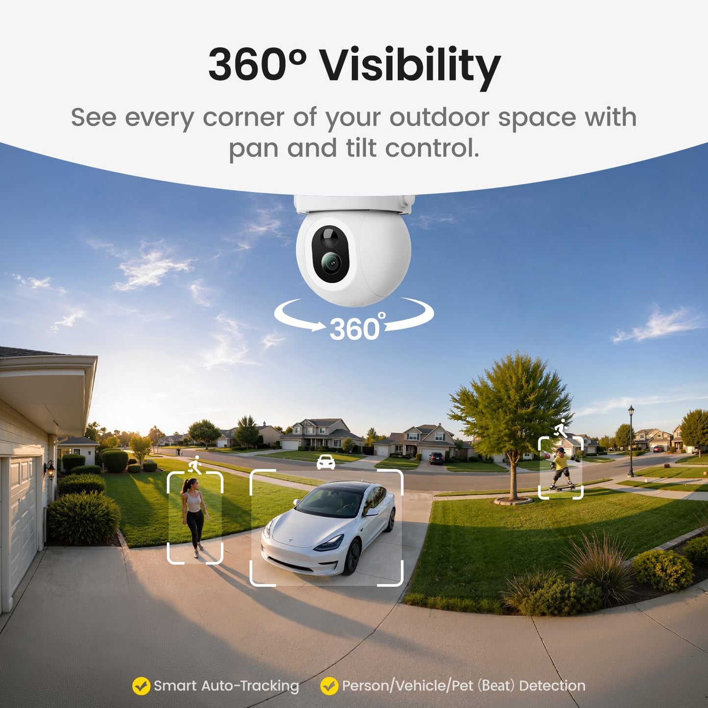 aosu SolarCam D1 Max 2-Cam Kit, 4K Solar Security Cameras Outdoor Wireless, 360° Pan & Tilt Coverage, Auto Tracking, Color Night Vision, No Subscription Required, Local Storage up to 1TB