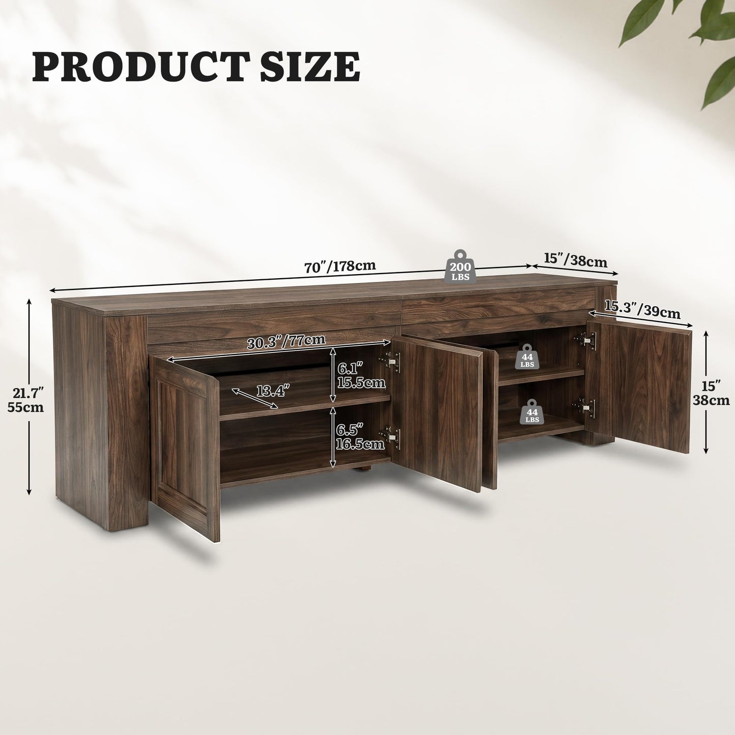 YITAHOME 70 inch TV Stand for up to 80 inch TVs, Farmhouse Entertainment Center with Storage Doors and Shelves, Media Console Table with Cable Holes for Living Room, Dark Walnut